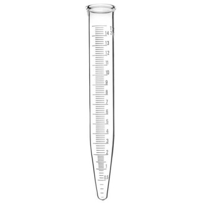 Tub centrifugadora vidre fons cònic graduat. Mida 17x115 mm (15 ml)