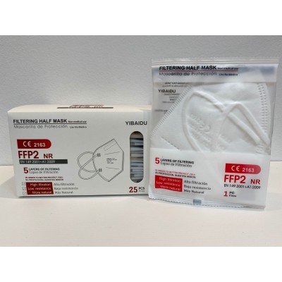 Mascarillas autofiltrantes partículas FFP2 sin válvula. Pack 20 unidades