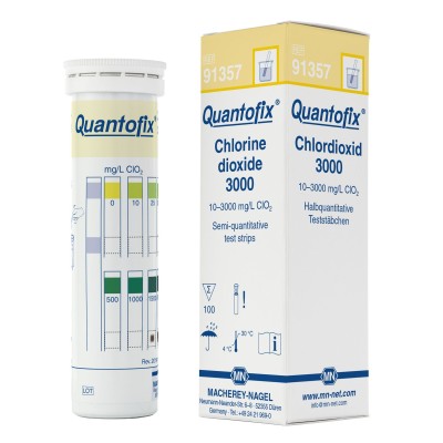 Tiras reactivas cloro diòxido 10-3000 mg/l Quantofix 91357. Caja 100 unidades