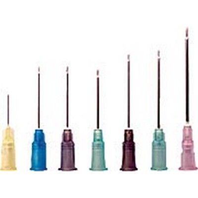 Agulles hipodèrmiques d'un sol ús estèrils 0'5x16 mm (25G).