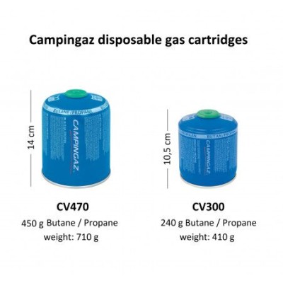 Cartucho gas butano de tirar con válvula CV-470. Carga 450 g