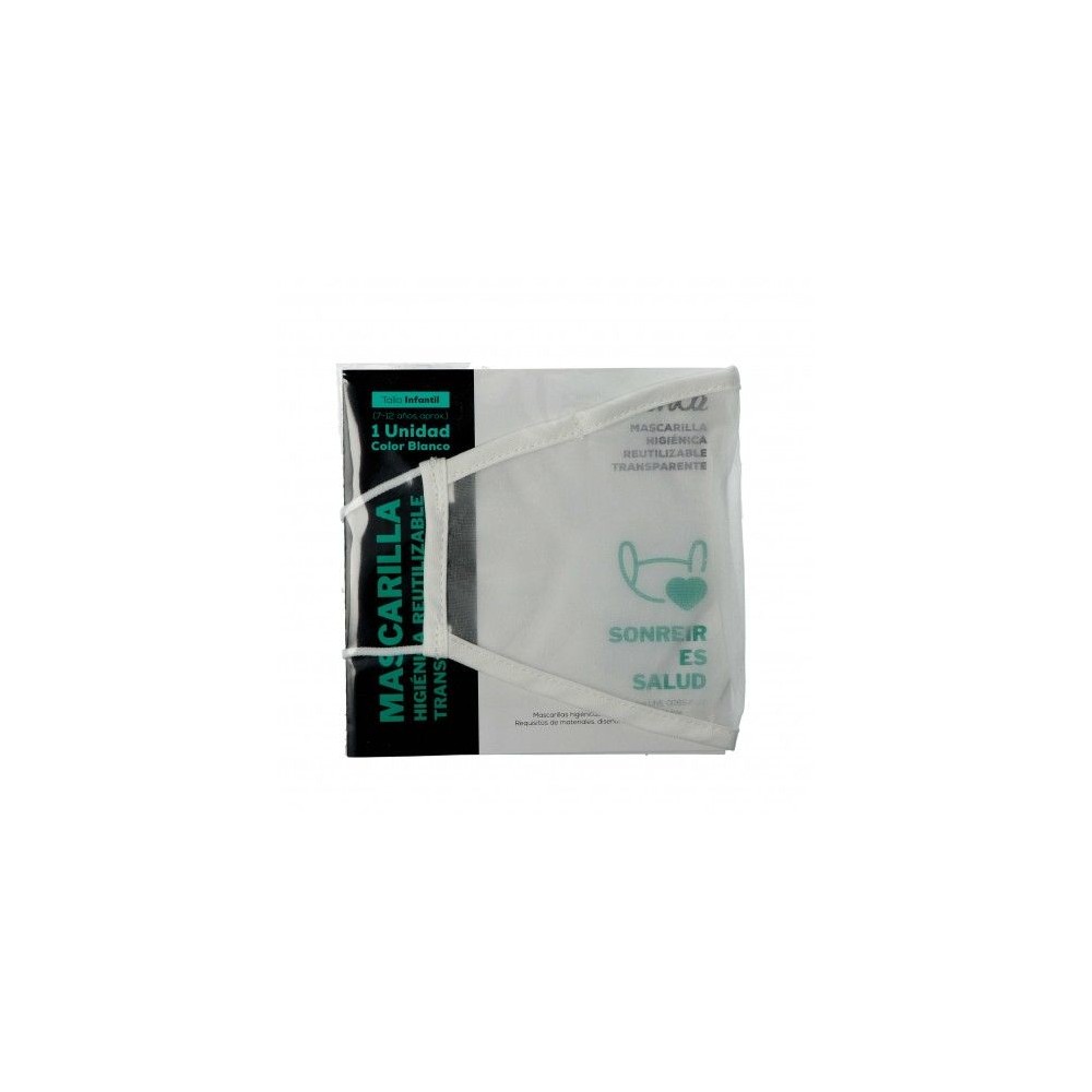 Mascaretes infantils transparents tela reutilitzable color blanc. Paquet 10 unitats