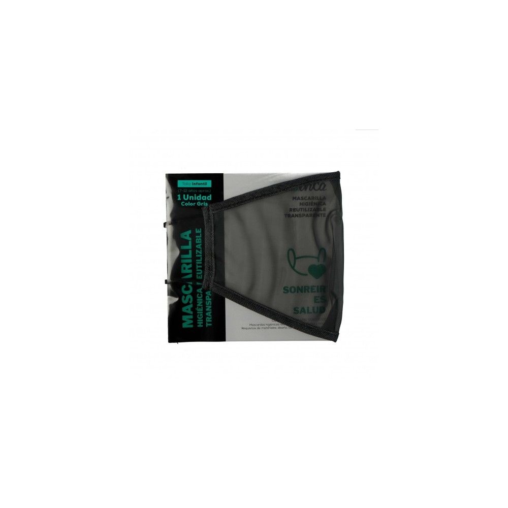 Mascaretes infantils transparents tela reutilitzable color gris. Paquet 10 unitats