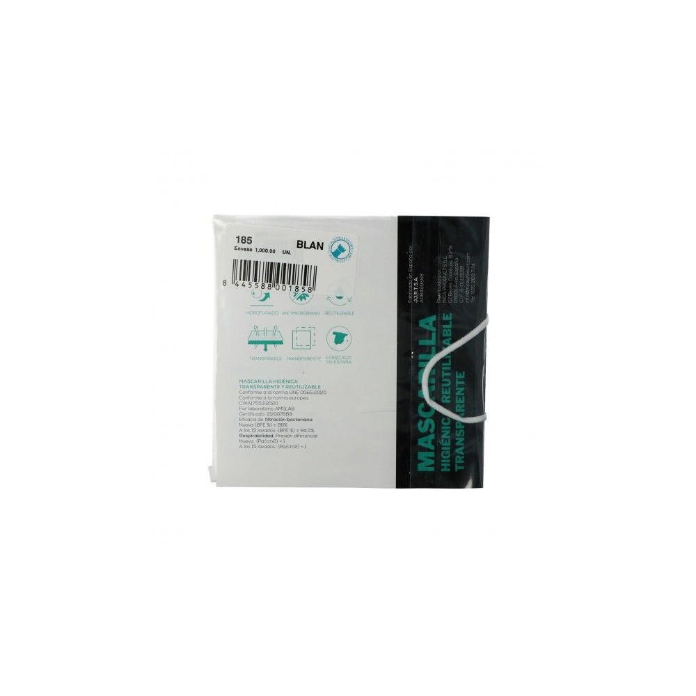 Mascarillas transparentes tela reutilitzable color blanco. Pack 10 unidades
