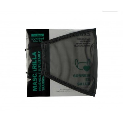 Mascaretes transparents tela reutilitzable color gris. Paquet 10 unitats