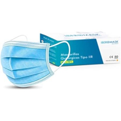Mascarillas quirúrgicas tipo IIR color azul. Caja 10x50 unidades