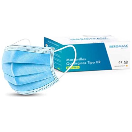 Type IIR surgical masks blue color MQ2-18. Box of 10x50 units