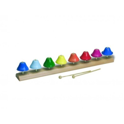 Campanillas acero pintado buscanotes con soporte. DO-DO 8 notas colores