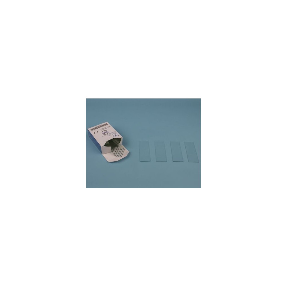 Portaobjetos cortados 26x76 mm. Caja 50 piezas