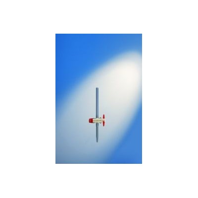 Bureta vidrio franja llave cónica PTFE graduada 0'05 ml. Capacidad 10 ml