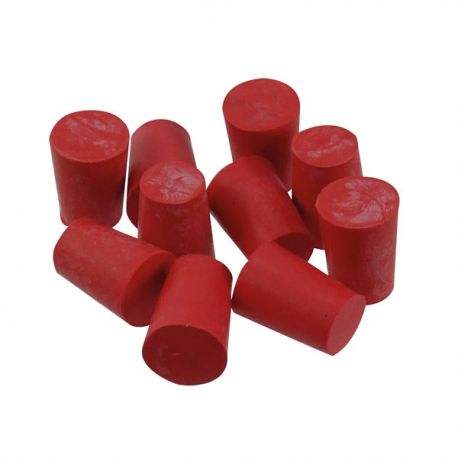 Solid red rubber stopper STOR-016. Measurements 16x13x20 mm