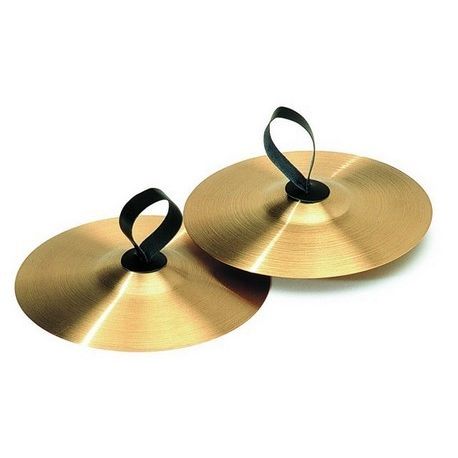 300 mm brass cymbals with leather rings. Pair