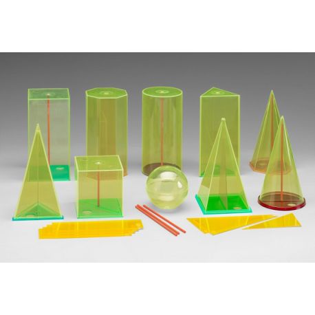 Transparent PMMA plastic geometric bodies 75x75 mm. Box 10 pieces