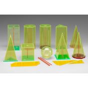 Cossos geomètrics plàstic transparent 75x75 mm. Capsa 10 peces