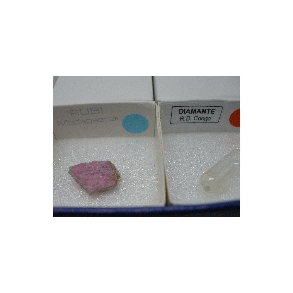 Escala duresa de Mohs 40X40 mm. Capsa 10 minerals