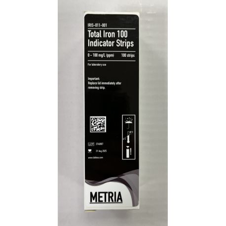 Iron test strips 0-2-5-10-25-50-100 ppm IRIS-011. Tube 100 units