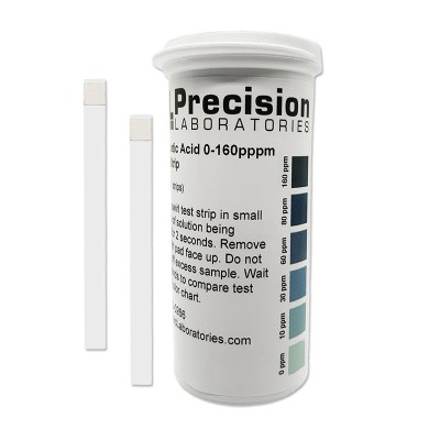 Tires reactives àcid peracètic 0-10-30-60-80-160 ppm PAA-160. Tub 100 unitats