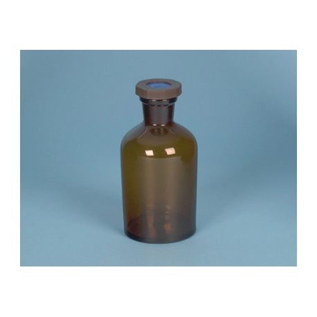 Flascó vidre topazi amb tap plàstic PELD CHG-006. Capacitat 250 ml