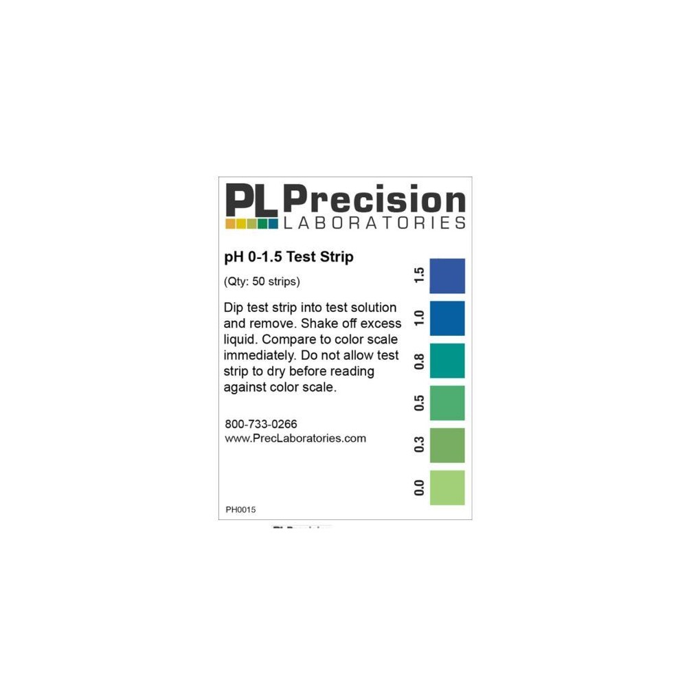 Tires indicadores plàstic pH 0-1'5 (5-CON) PH-0015-1. Bossa 50 unitats