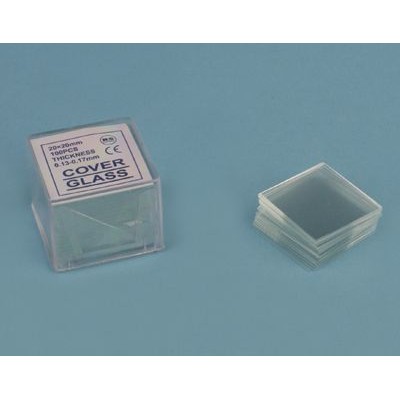 Cubreobjetos cuadrados 20x20 mm. Caja 100 piezas