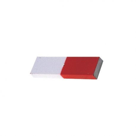 White and red rectangular alnico magnet. Measurements 70x19x7 mm