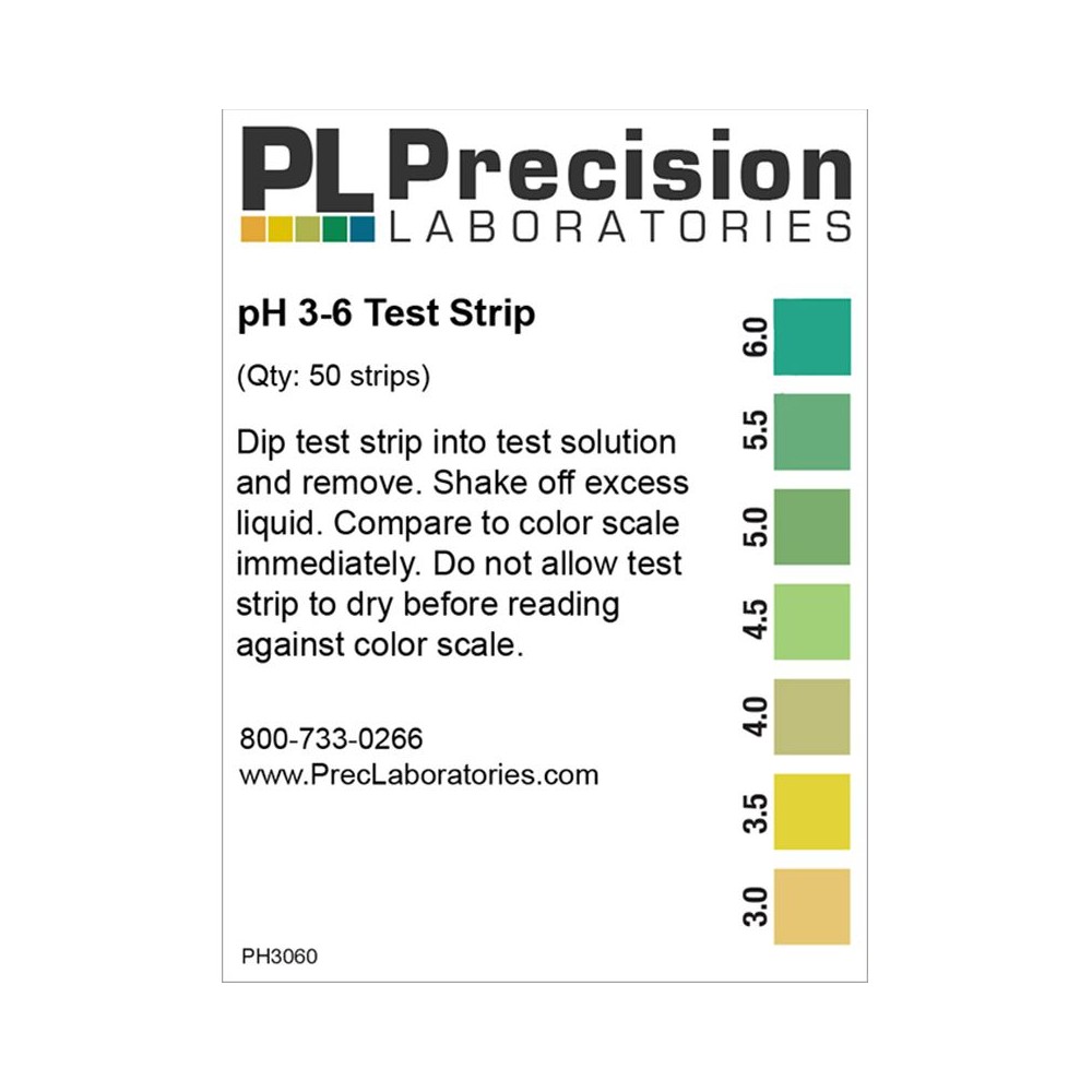 Tires indicadores plàstic pH -6 (0'5 pH) PH-0060-1. Bossa 50 unitats
