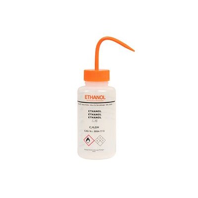 Frasco lavador plástico PELD impreso CKB-012. Etanol 500 ml