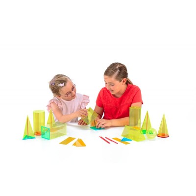 Cuerpos geométricos plástico PMMA transparente 75x75 mm. Caja 10 piezas