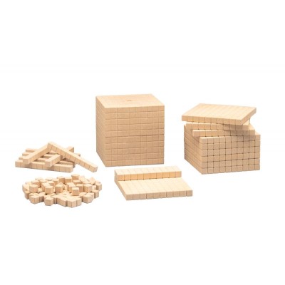 Blocs multibase fusta base 10. Capsa 121 peces