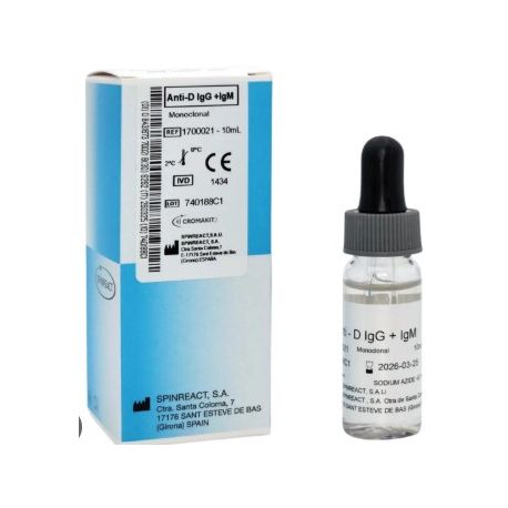 Anti-D IgG + IgM (Rho) monoclonal blood group reagent. 10 ml bottle
