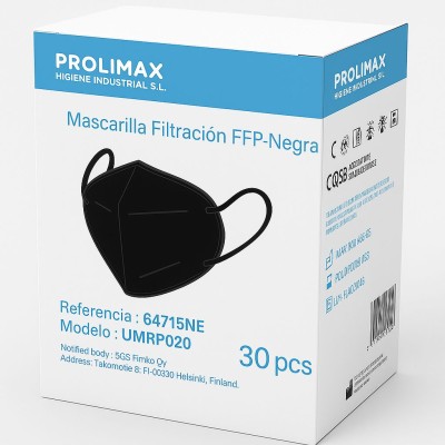 Black FFP2 particle self-filtering masks without valve. Box 10 units