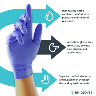 Guantes examen nitrilo Zero. Caja 10x100 unidades