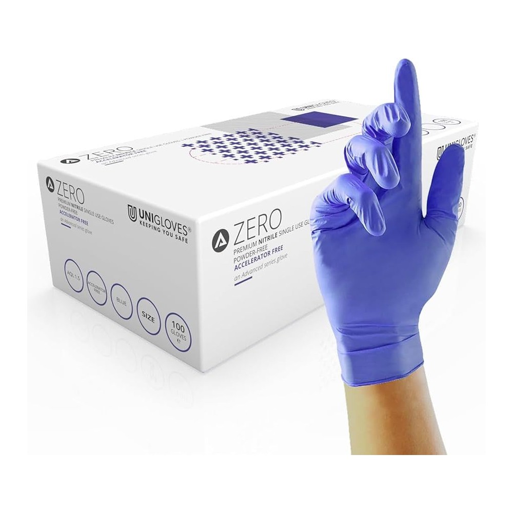 Guants examen nitril anti-al·lèrgic Zero. Capsa 10x100 unitats