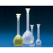 Matraz aforado plástico PP tapón plástico K-1486 DDR-008. Capacidad 100 m