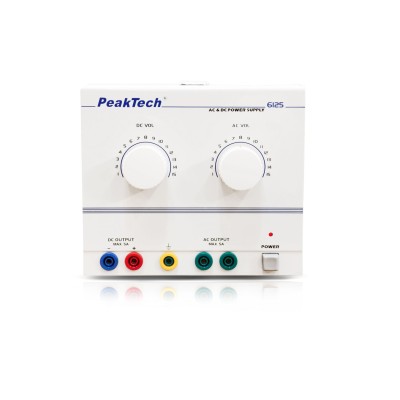 Fuente alimentación laboratorio P-6125. Analógica CC/CA 1-15V/5A