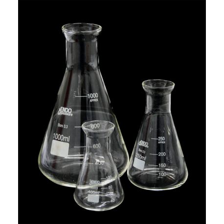Matraz Erlenmeyer vidrio Endo cuello estrecho con tapón. Capacidad 500 ml