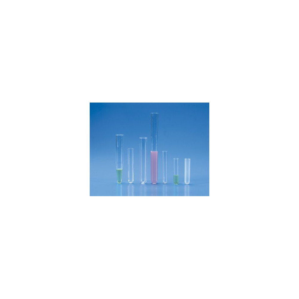 Tubs assaig plàstic PS 16x150 mm (20 ml). Capsa 100 unitats