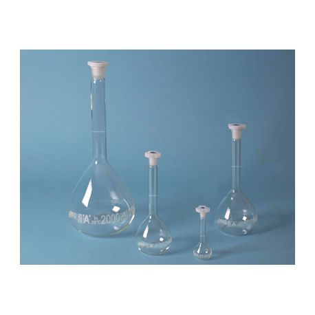 Matraces aforados cristal tapón plástico PP 1000 ml DDB-009. Caja 6 unidades