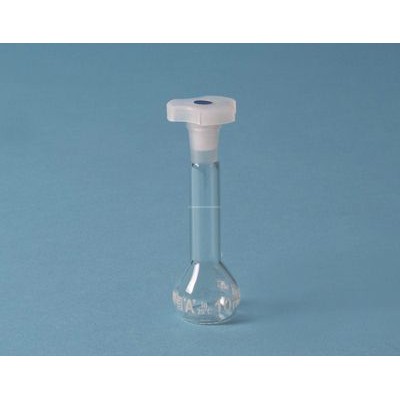 Matraz aforado cristal con tapón plástico PP DDB-002. Capacidad 10 ml
