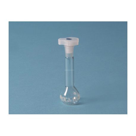 Matraz aforado cristal con tapón plástico PP DDB-002. Capacidad 10 ml