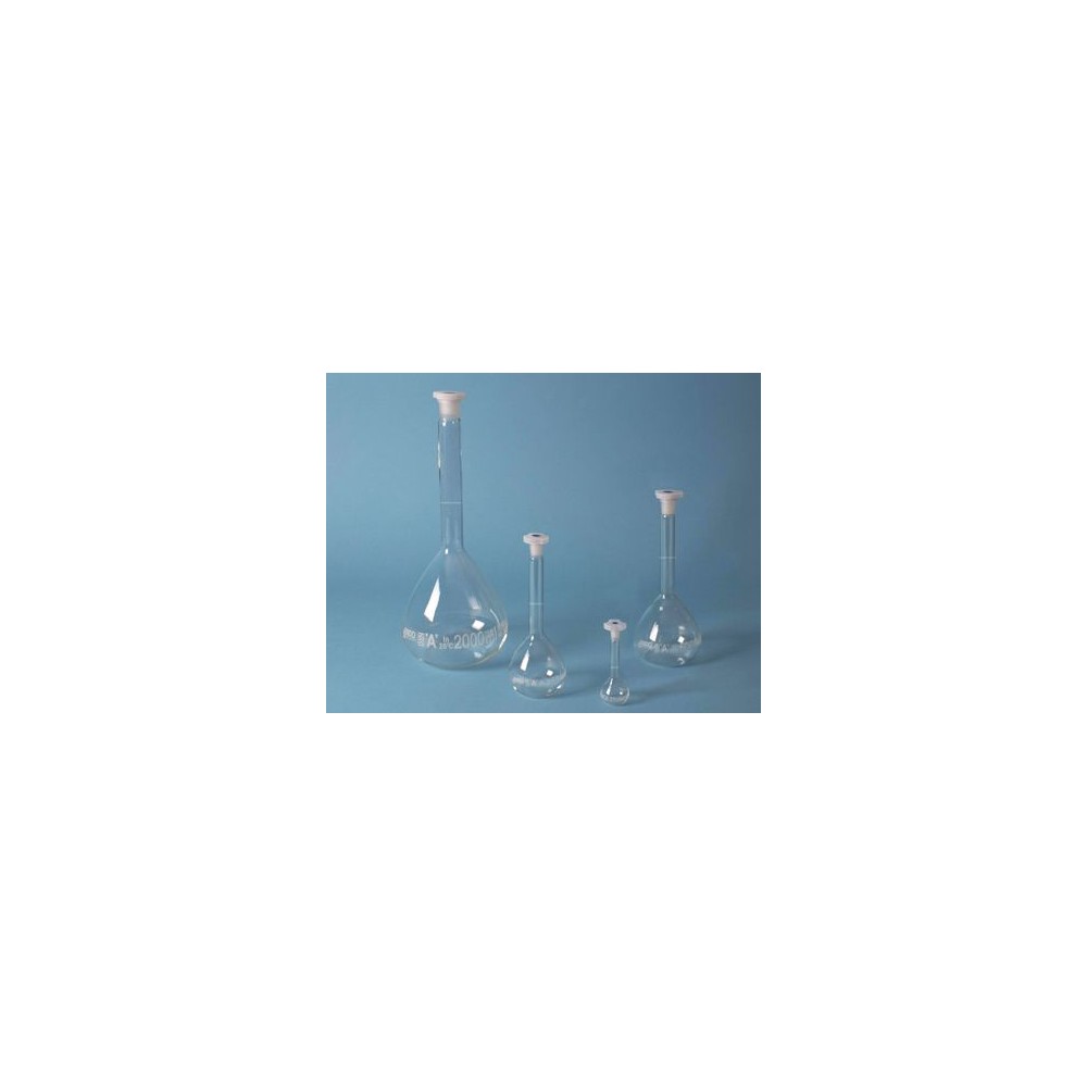 Matràs aforat vidre amb tap plàstic PP DDB-006. Capacitat 200 ml