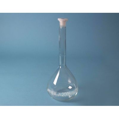 Matraz aforado cristal con tapón plástico PP DDB-010. Capacidad 2000 ml