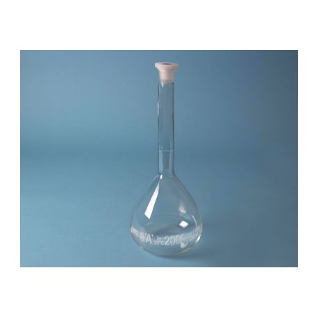 Matraz aforado cristal con tapón plástico PP DDB-010. Capacidad 2000 ml