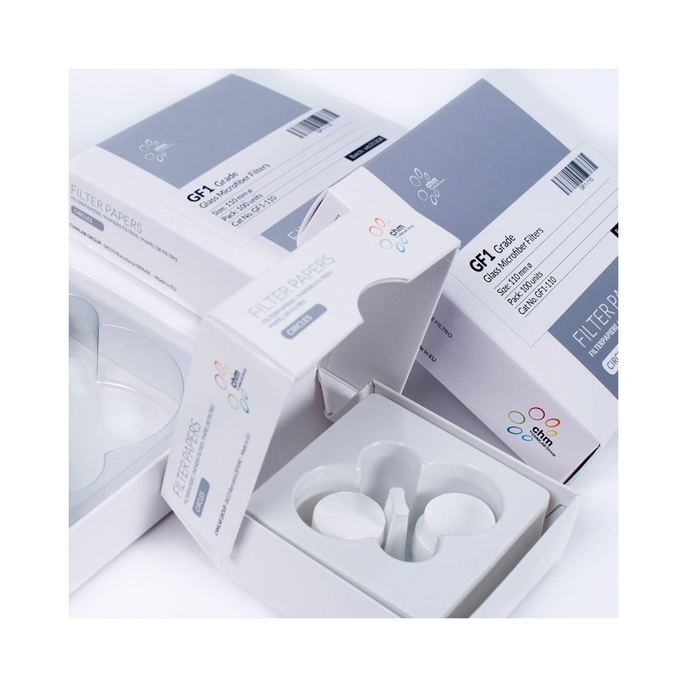 Filtros microfibra vidrio 1'2 um 47 mm GF3-047. Caja 100 unidades