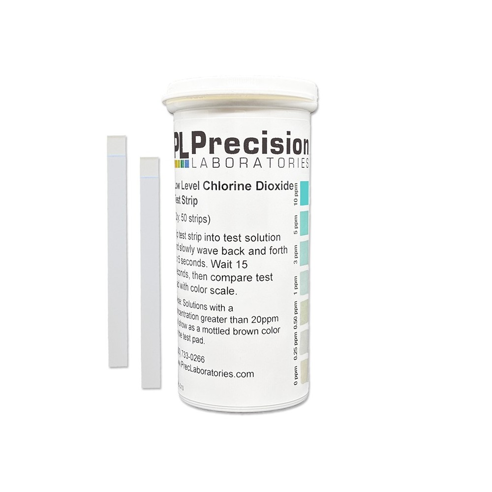 Chlorine dioxide test strips 0-0'25-0'5-1-3-5-10 ppm CHL-D10. Tube 50 units