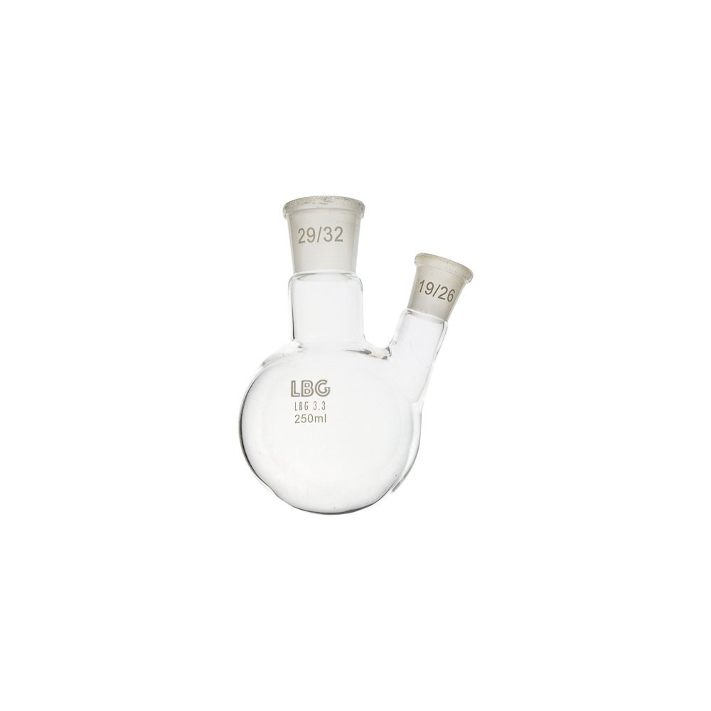 Matraz esférico dos bocas esmerilado 29/32-14/23. Capacidad 500 ml