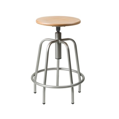 Taburete asiento madera 14070-MA. Altura regulable 550-700 mm