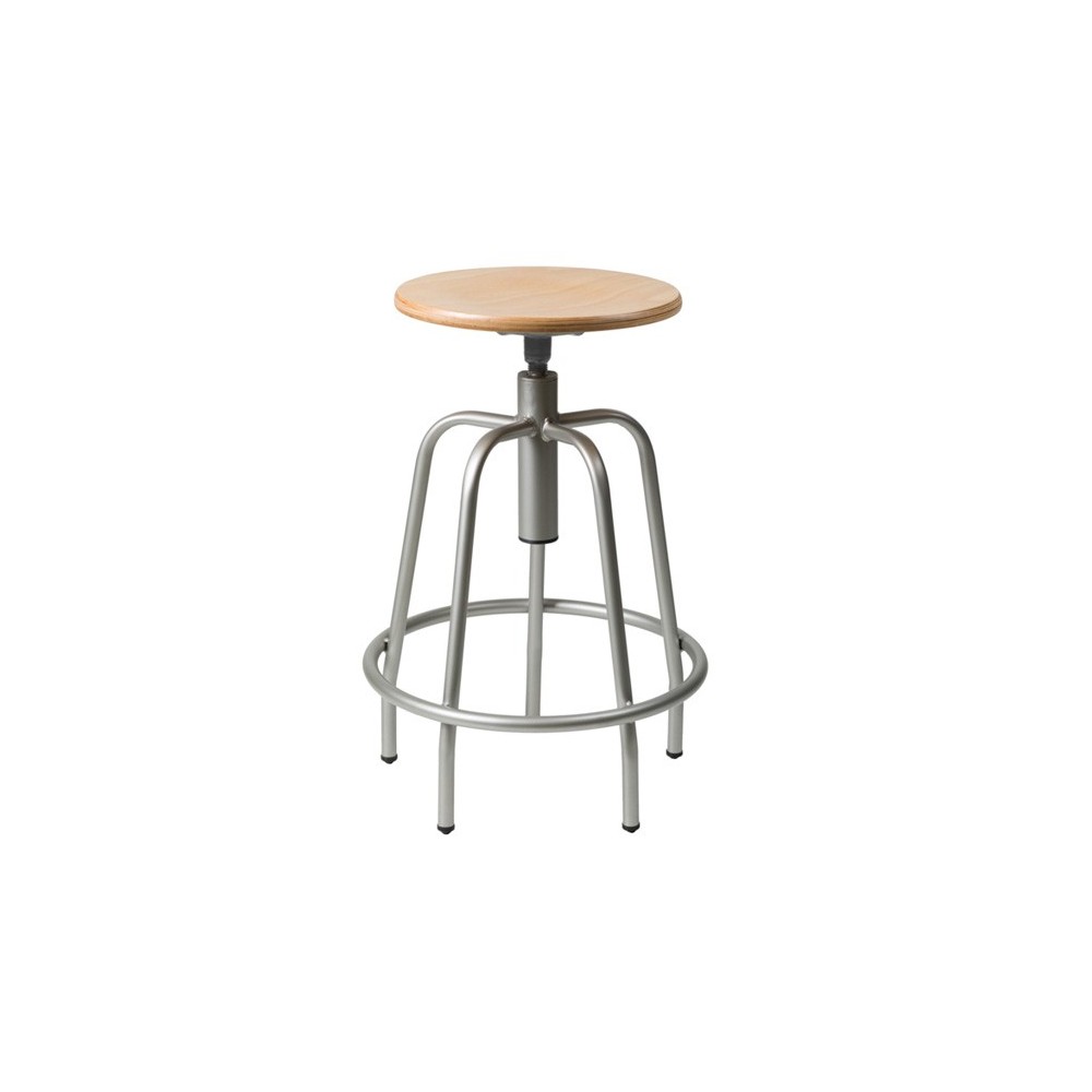 Taburete asiento madera 14070-MA. Altura regulable 550-700 mm