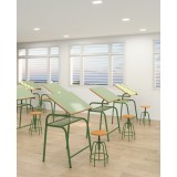 Taburete asiento madera 14070-MA. Altura regulable 550-700 mm