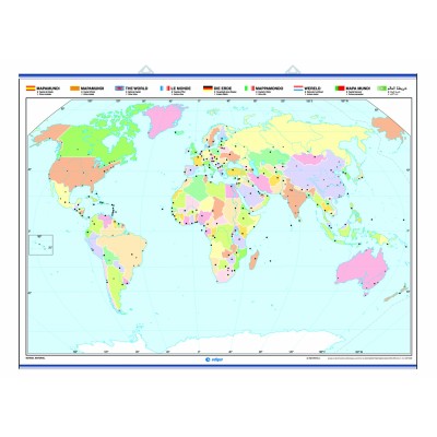 Mapa mural mut retolable 1400x1000 mm. Mapamundi